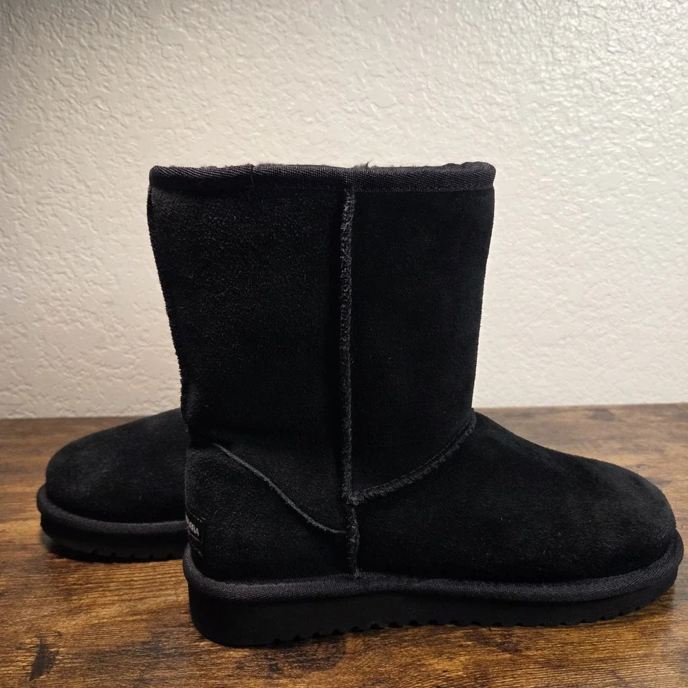 Koolaburra by UGG Victoria Short Boots Women 6 Black Suede Faux Fur 1017090